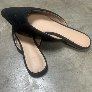 LOFT Black Quilted Mule Flats Sz 7